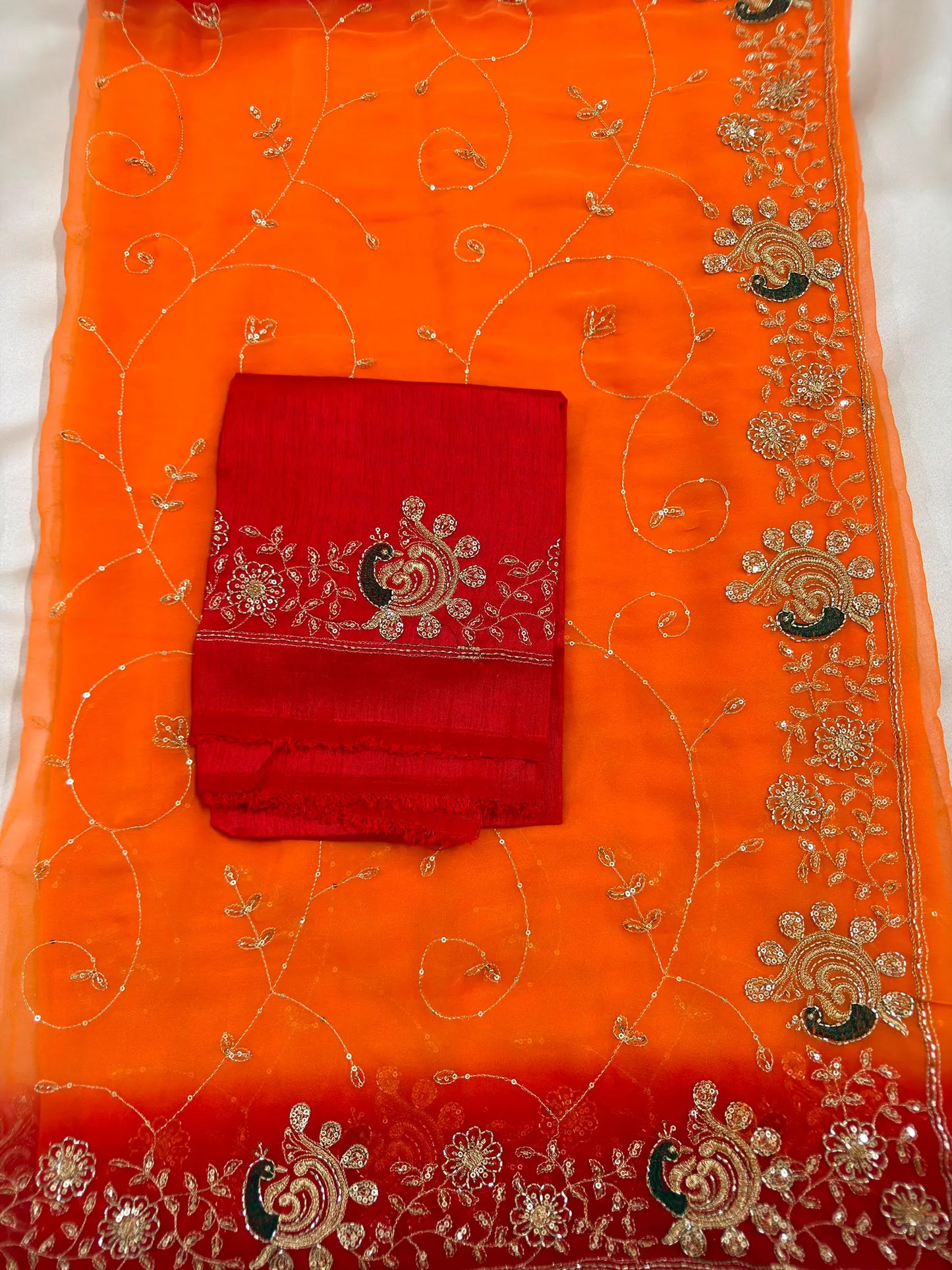 Rajputi More Jaal Shaded Royal Georgette Saree