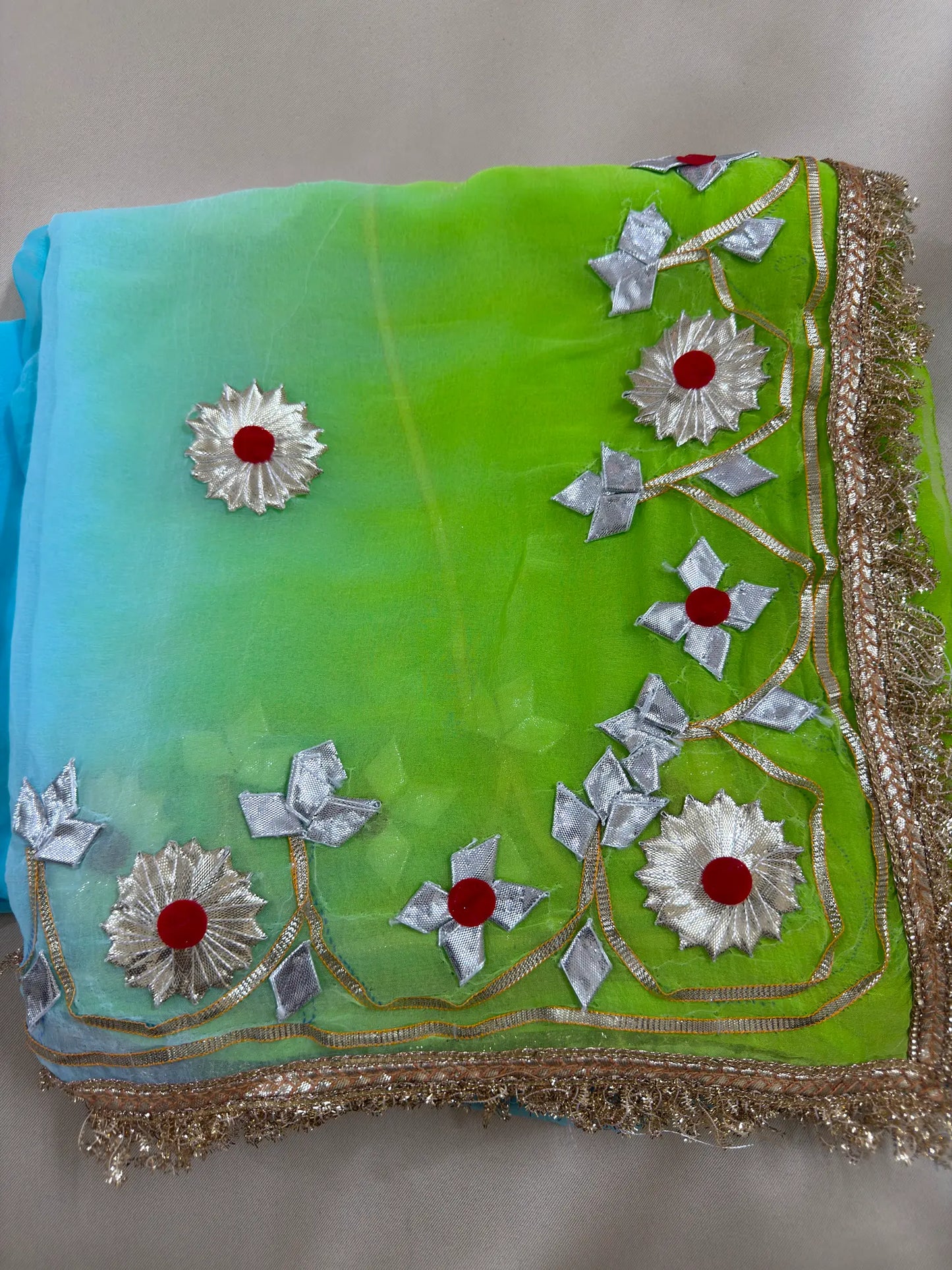 Shaded Kachha Gotta Work Saree In Chiffon