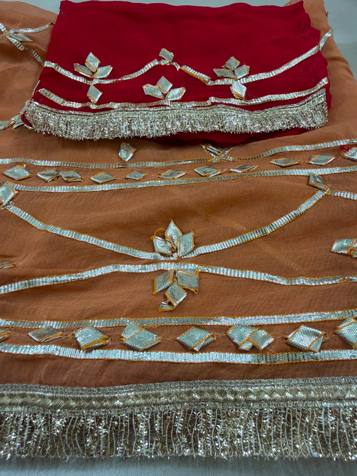 Heavy Kachha Gotta Saree In Chiffon Fabric