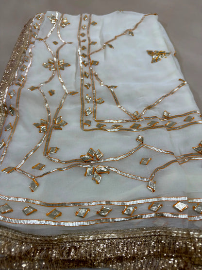 Heavy Kachha Gotta Saree In Chiffon Fabric