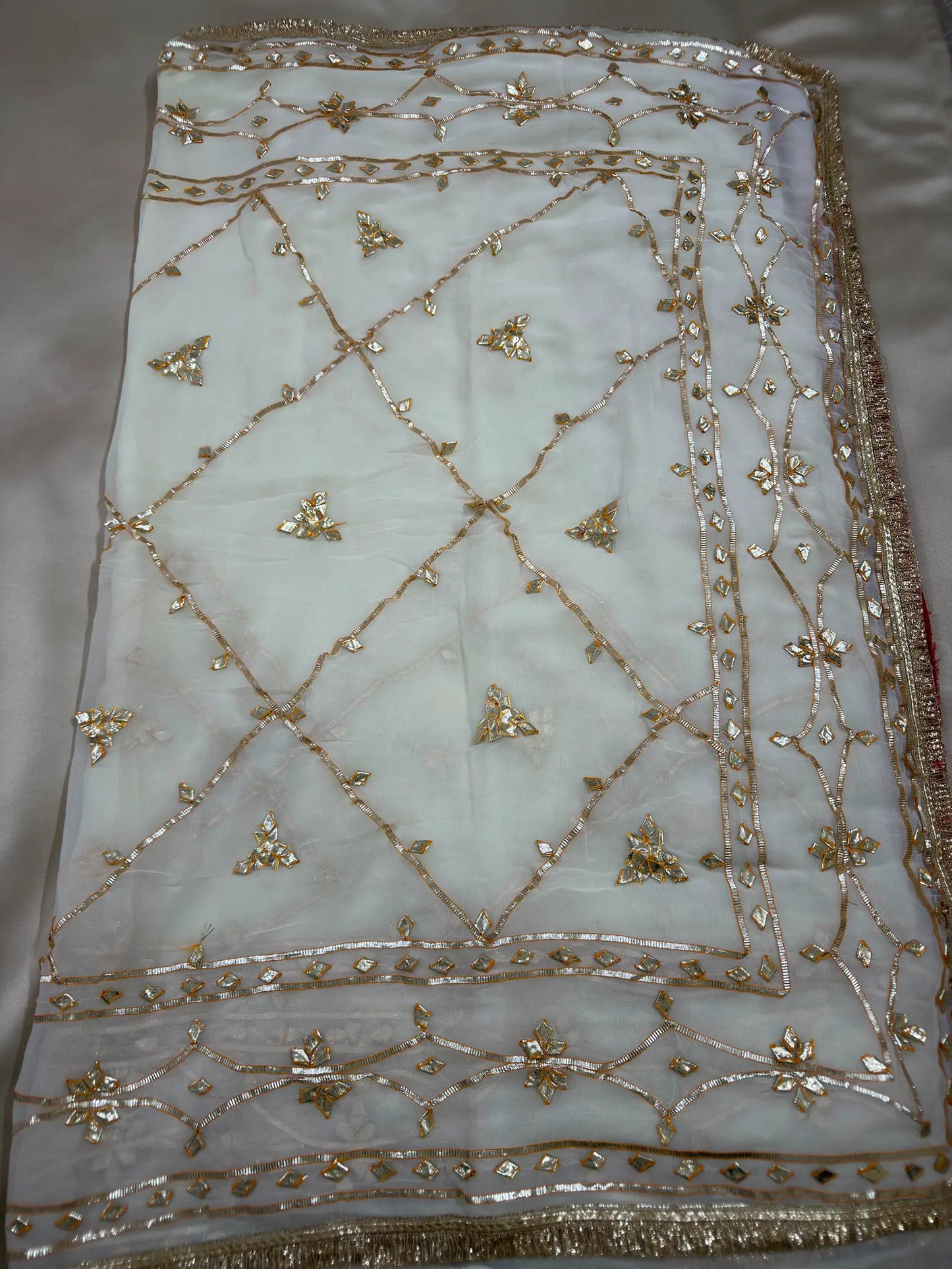 Heavy Kachha Gotta Saree In Chiffon Fabric
