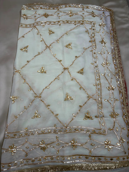 Heavy Kachha Gotta Saree In Chiffon Fabric