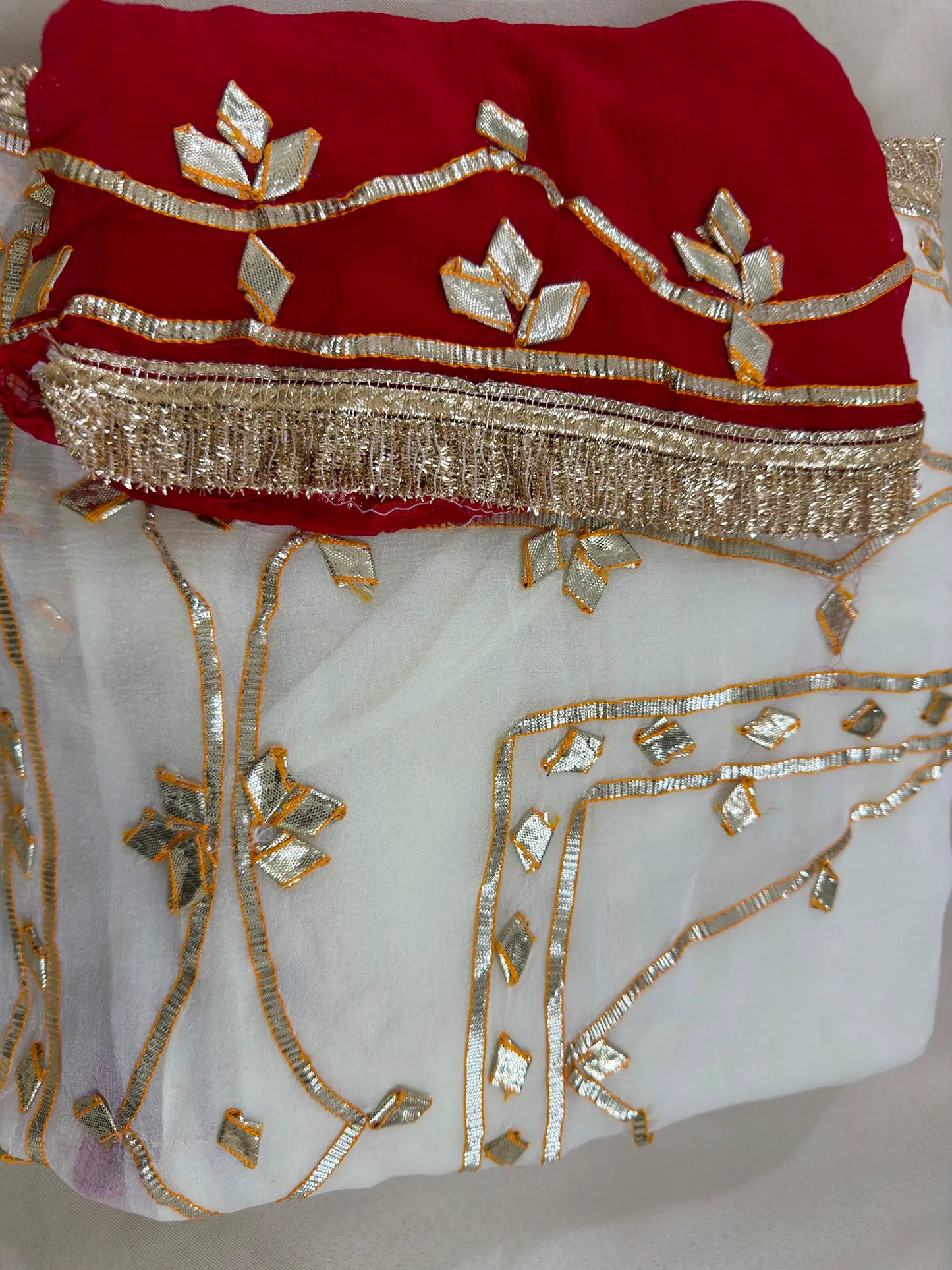 Heavy Kachha Gotta Saree In Chiffon Fabric