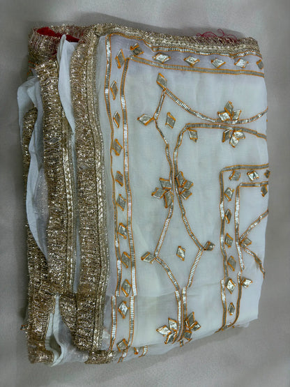 Heavy Kachha Gotta Saree In Chiffon Fabric