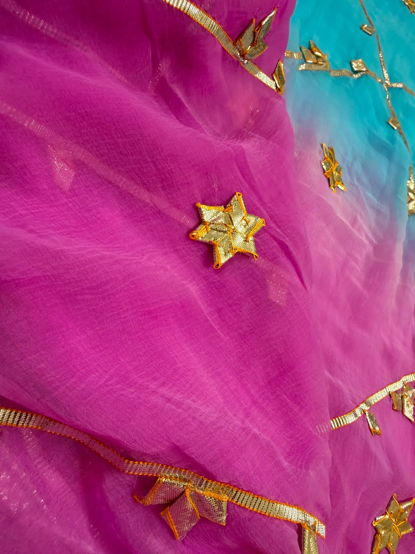 Dual Shade Kachha Gotta Saree In Chiffon