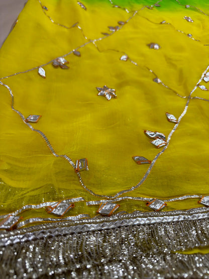 Dual Shade Kachha Gotta Saree In Chiffon