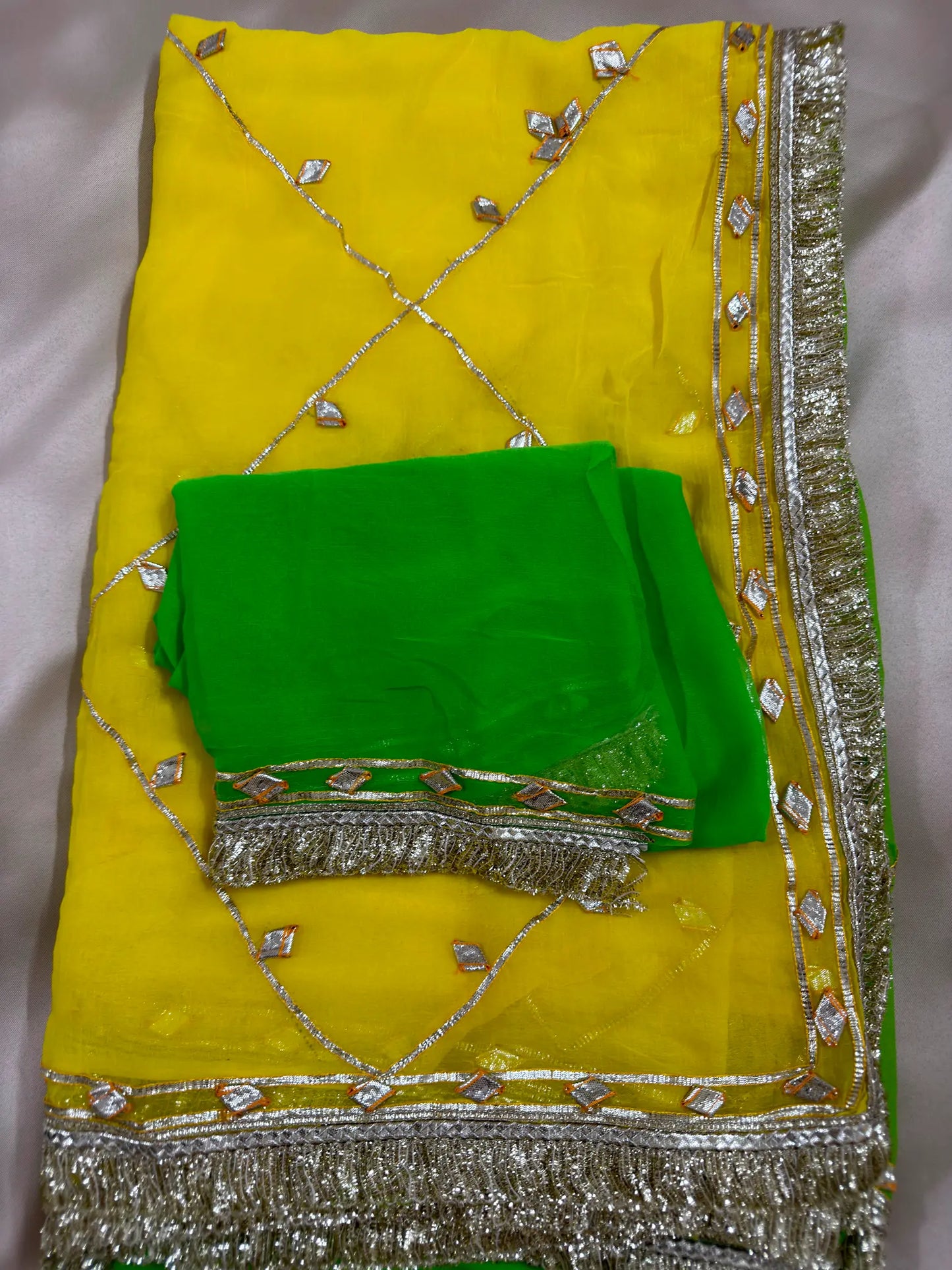 Dual Shade Kachha Gotta Saree In Chiffon