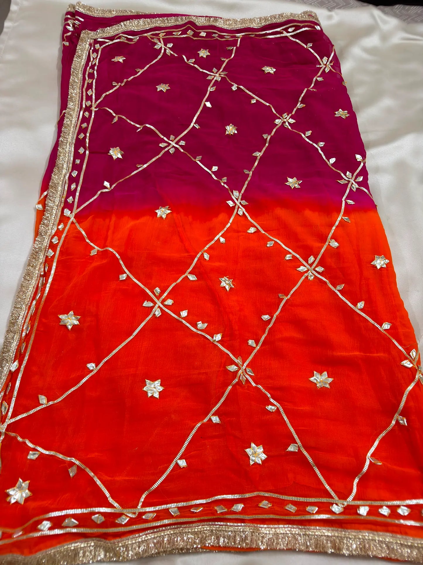 Dual Shade Kachha Gotta Saree In Chiffon