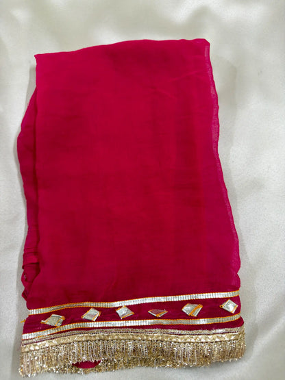 Dual Shade Kachha Gotta Saree In Chiffon