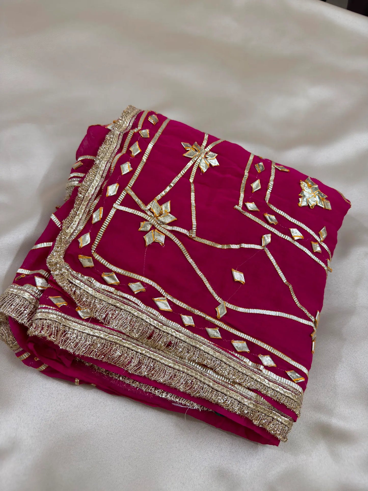 Heavy Kachha Gotta Saree In Chiffon Fabric