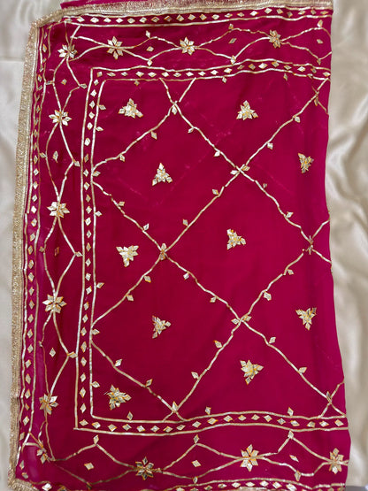 Heavy Kachha Gotta Saree In Chiffon Fabric