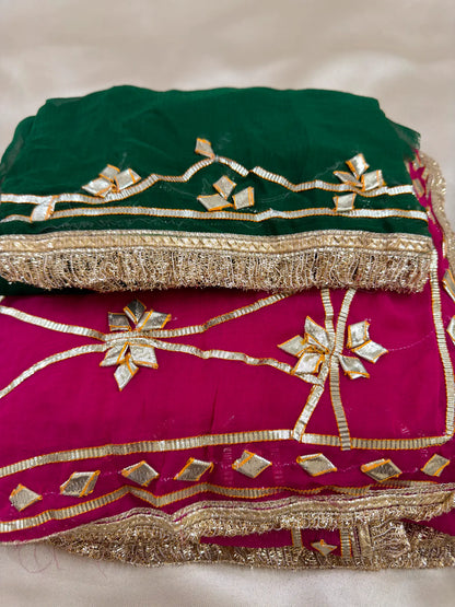 Heavy Kachha Gotta Saree In Chiffon Fabric