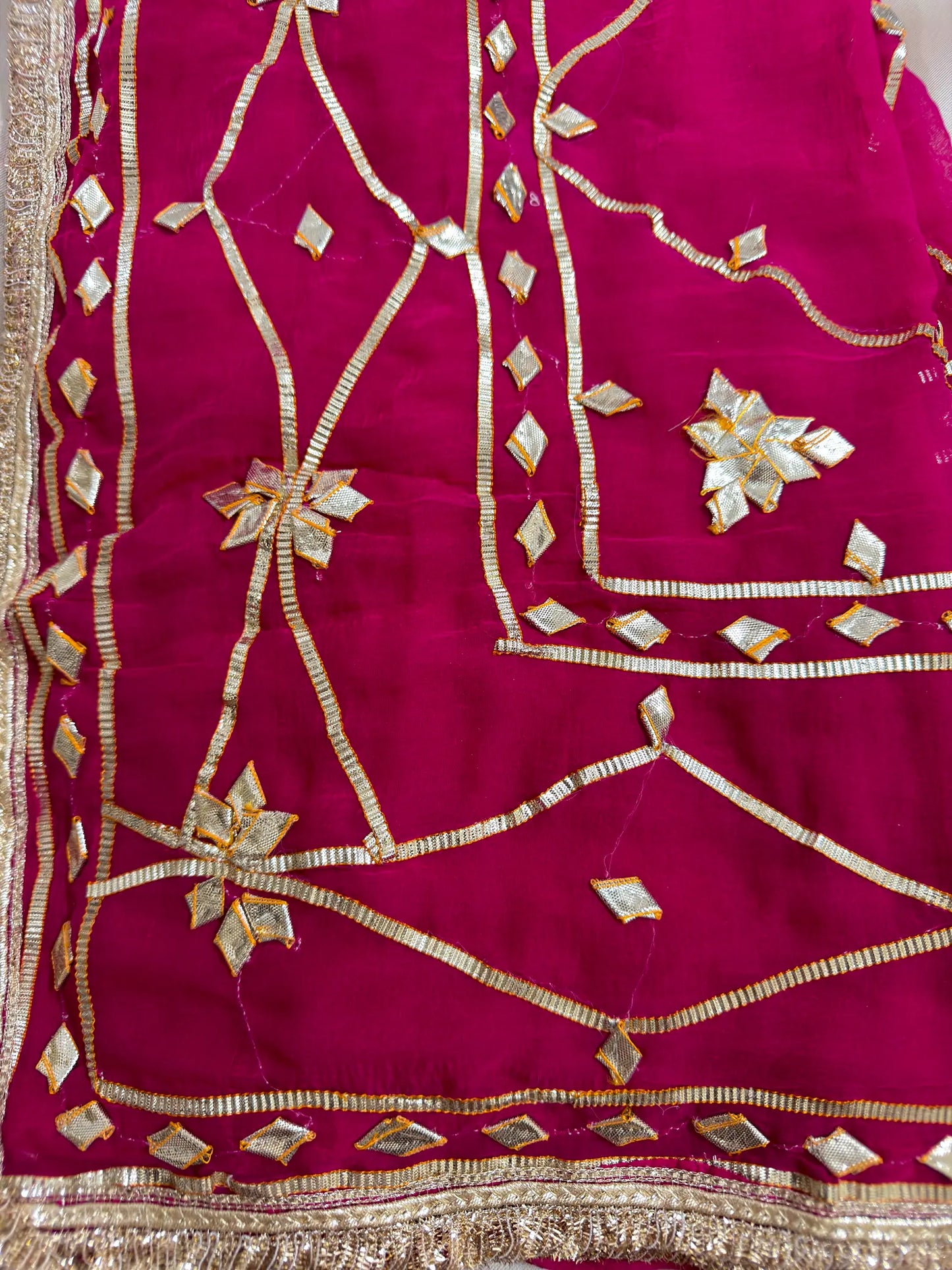 Heavy Kachha Gotta Saree In Chiffon Fabric