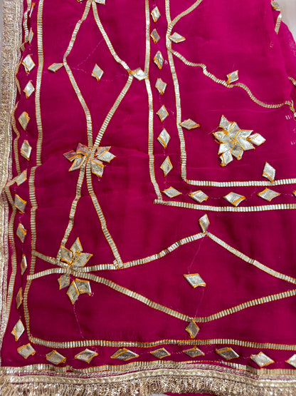 Heavy Kachha Gotta Saree In Chiffon Fabric
