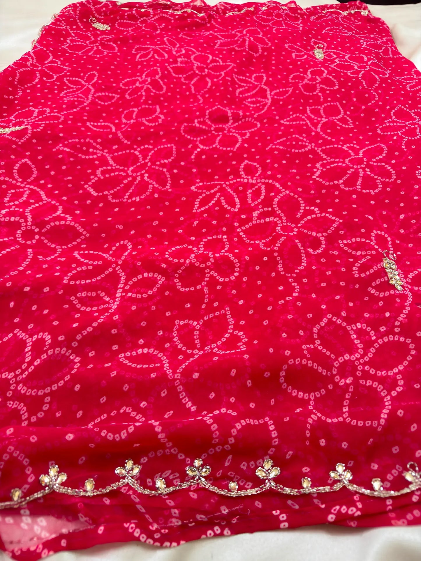 Pure Georgette Handwork Bandhani Saree