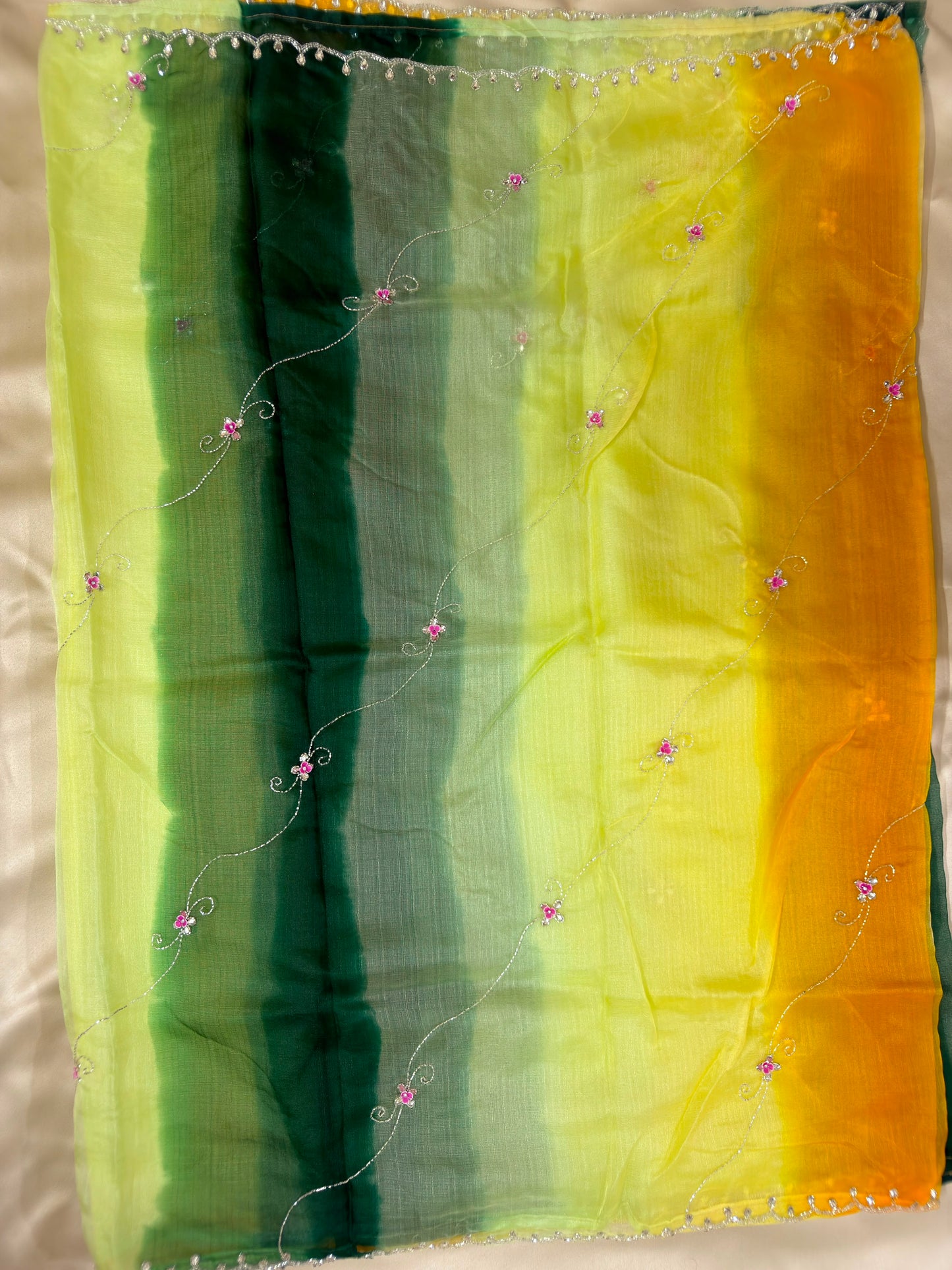 Kota Doriya Hand Work Multicolour Designer Saree