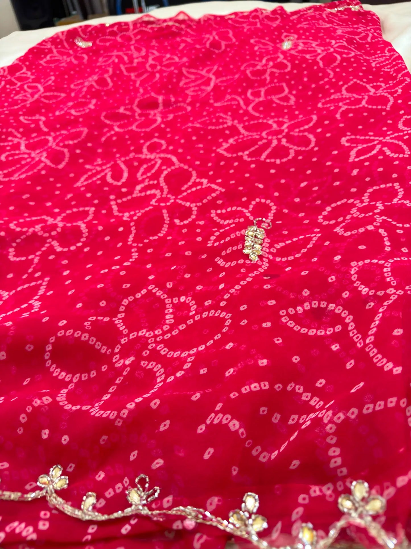 Pure Georgette Handwork Bandhani Saree