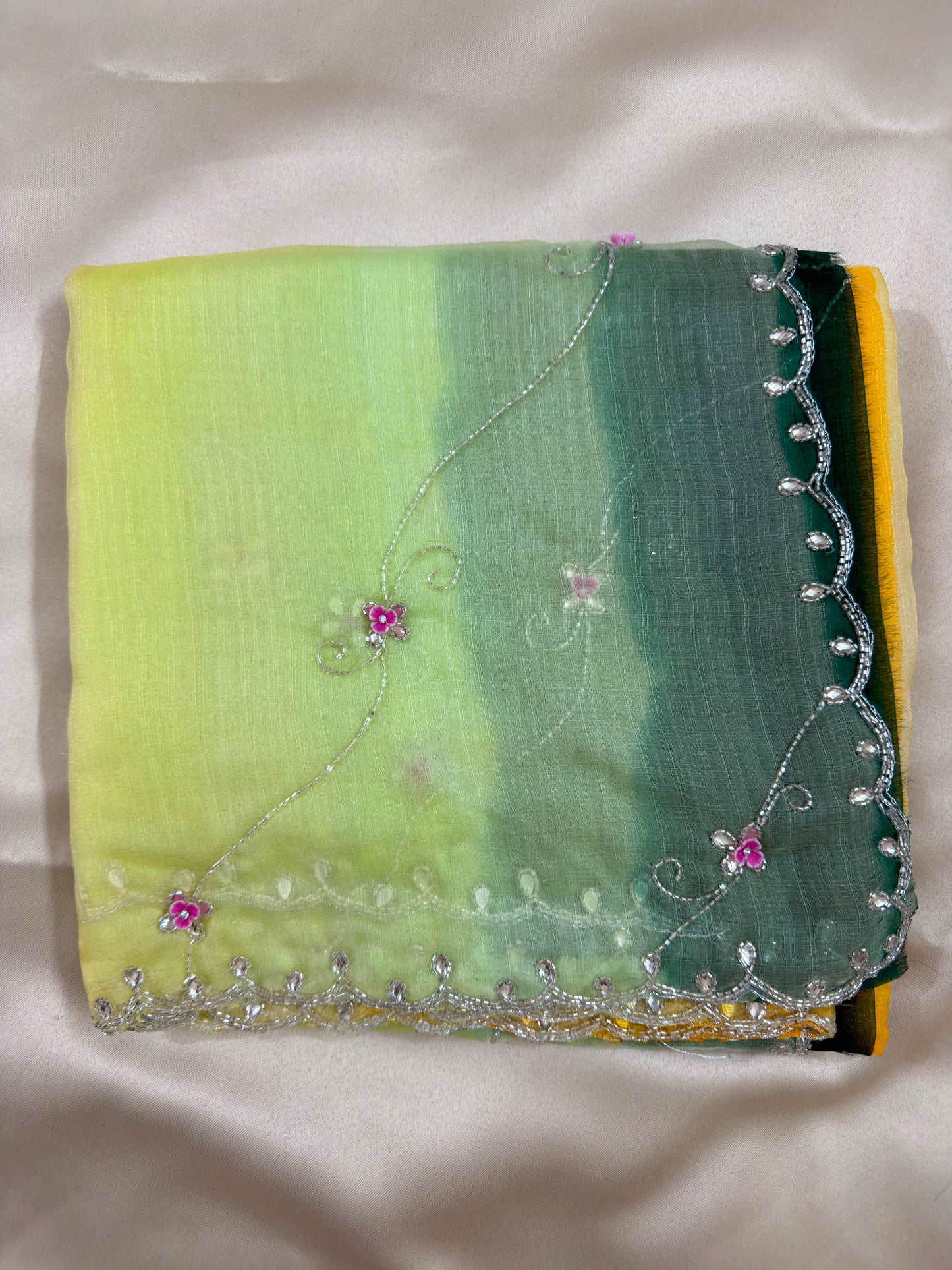 Kota Doriya Hand Work Multicolour Designer Saree