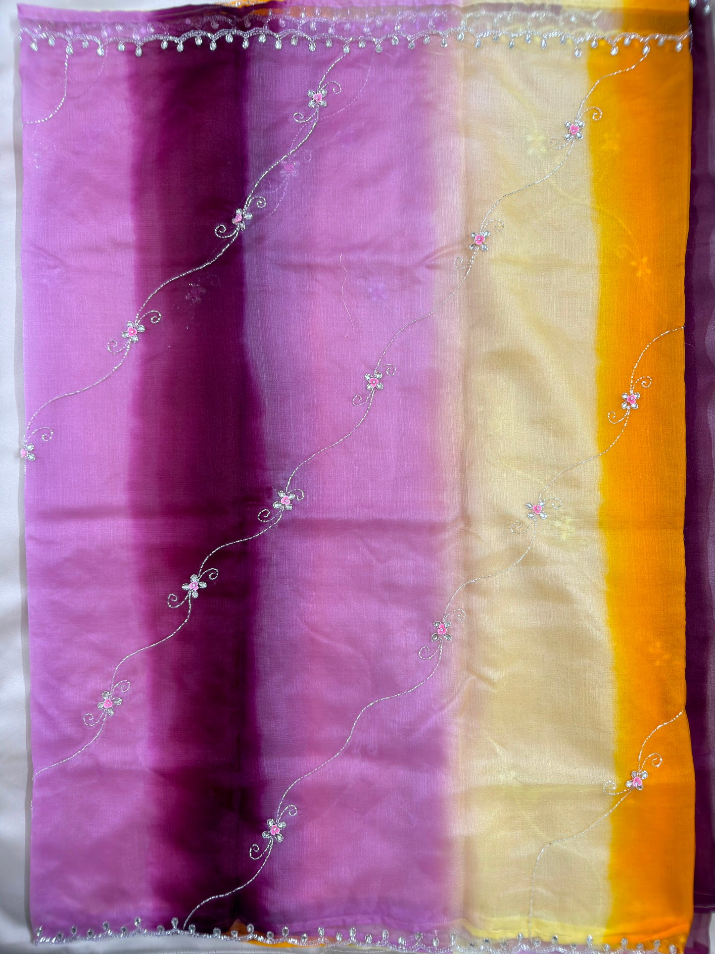 Kota Doriya Hand Work Multicolour Designer Saree