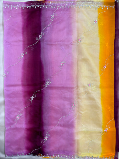 Kota Doriya Hand Work Multicolour Designer Saree