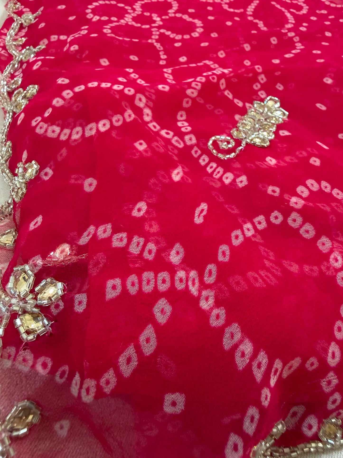 Pure Georgette Handwork Bandhani Saree