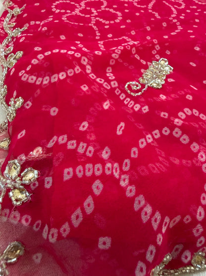 Pure Georgette Handwork Bandhani Saree