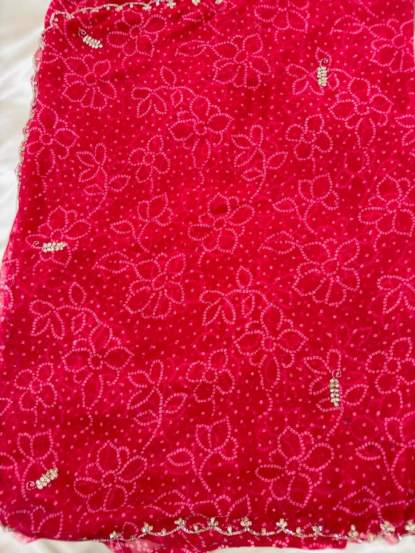 Pure Georgette Handwork Bandhani Saree