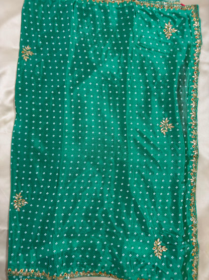 Bandhej Hand Work Saree With Contrast Blouse