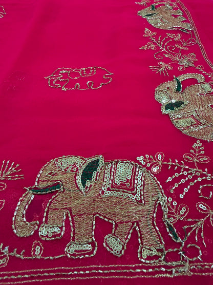 Rajputi Hathi Cut Dana Royal Georgette Saree