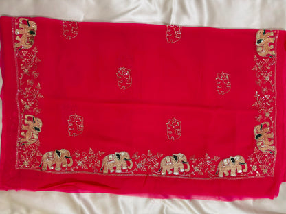 Rajputi Hathi Cut Dana Royal Georgette Saree