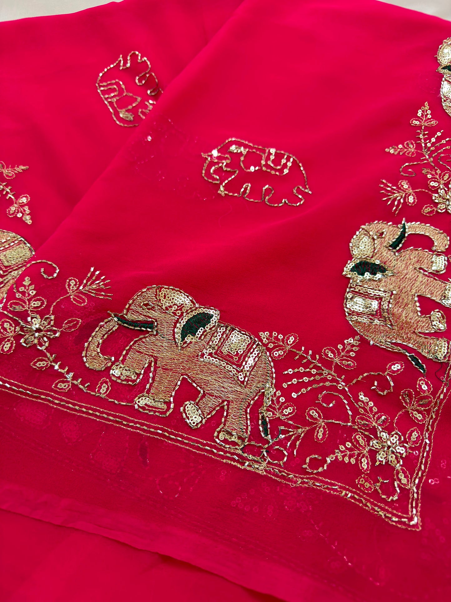 Rajputi Hathi Cut Dana Royal Georgette Saree