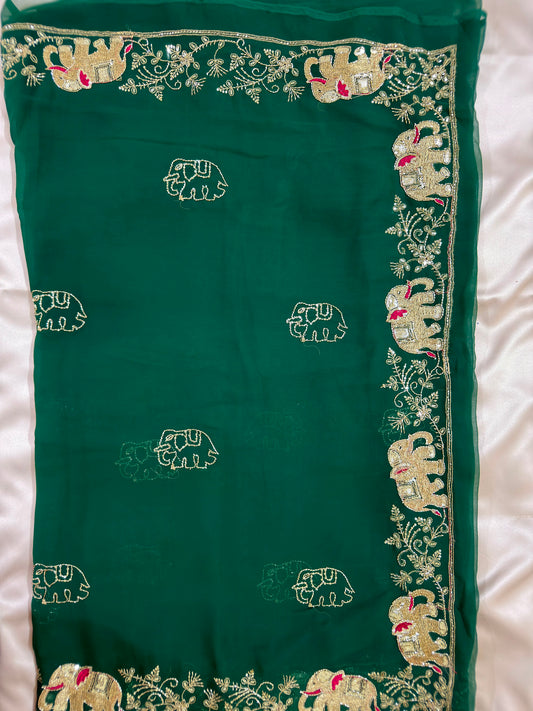 Rajputi Hathi Cut Dana Royal Georgette Saree