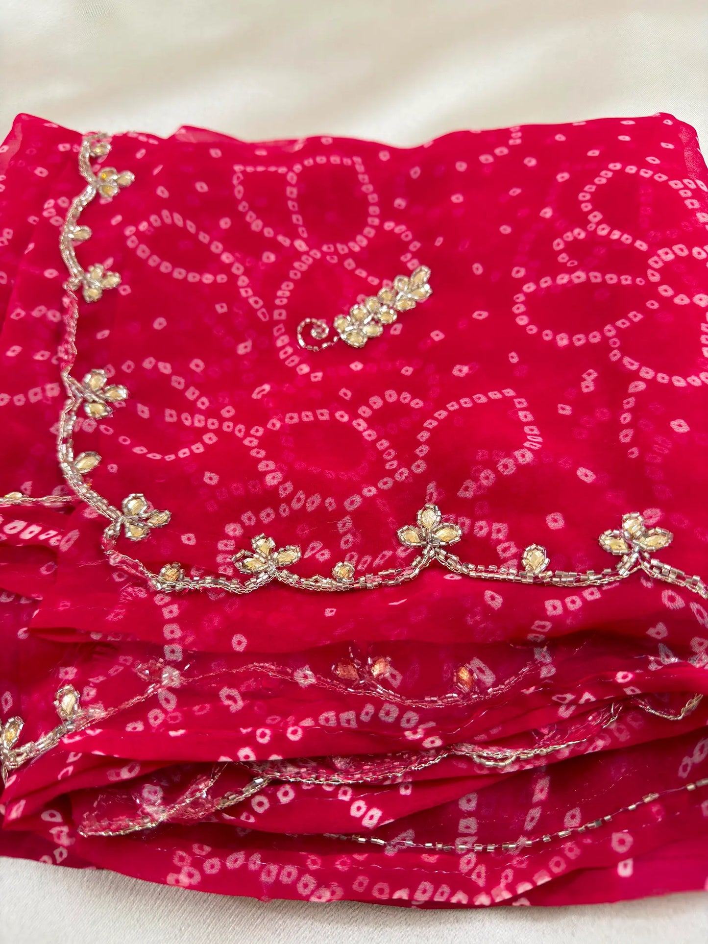 Pure Georgette Handwork Bandhani Saree