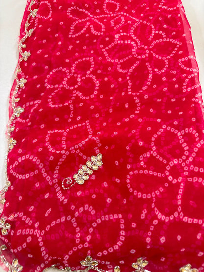 Pure Georgette Handwork Bandhani Saree