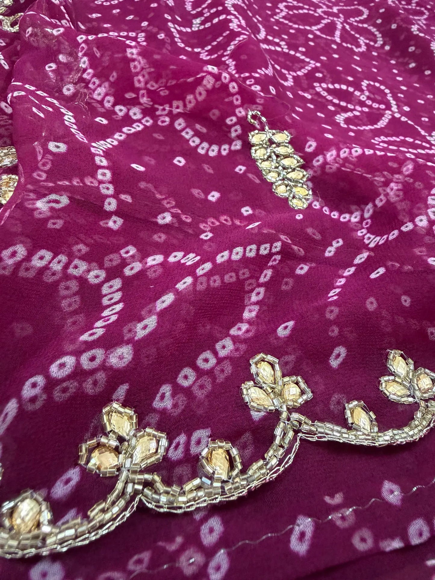 Pure Georgette Handwork Bandhani Saree