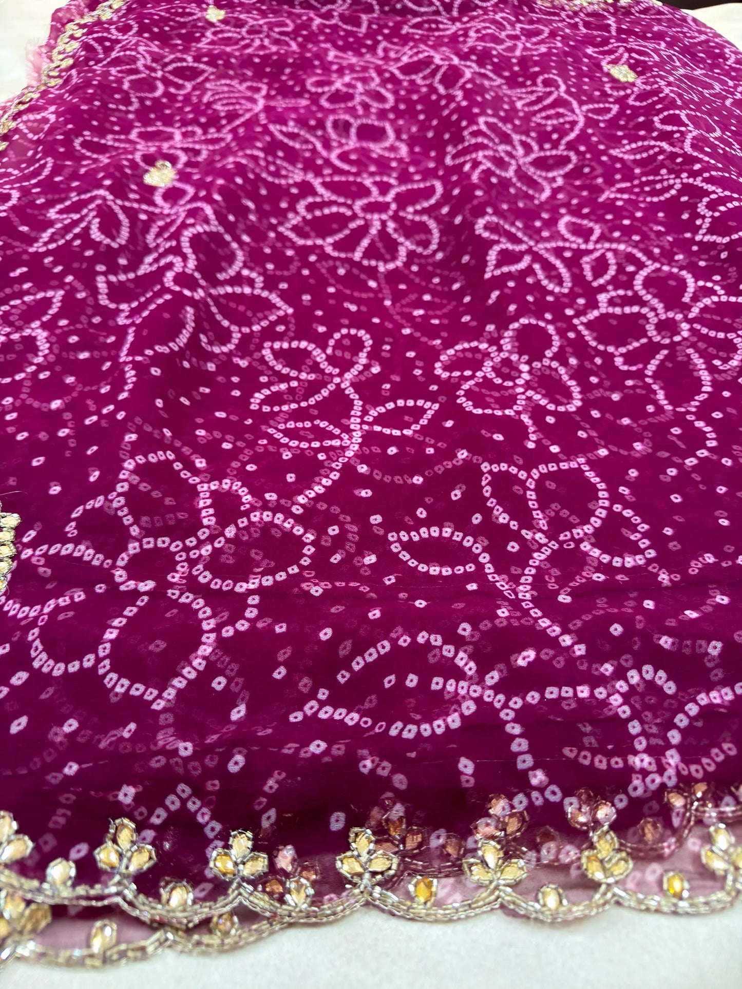Pure Georgette Handwork Bandhani Saree