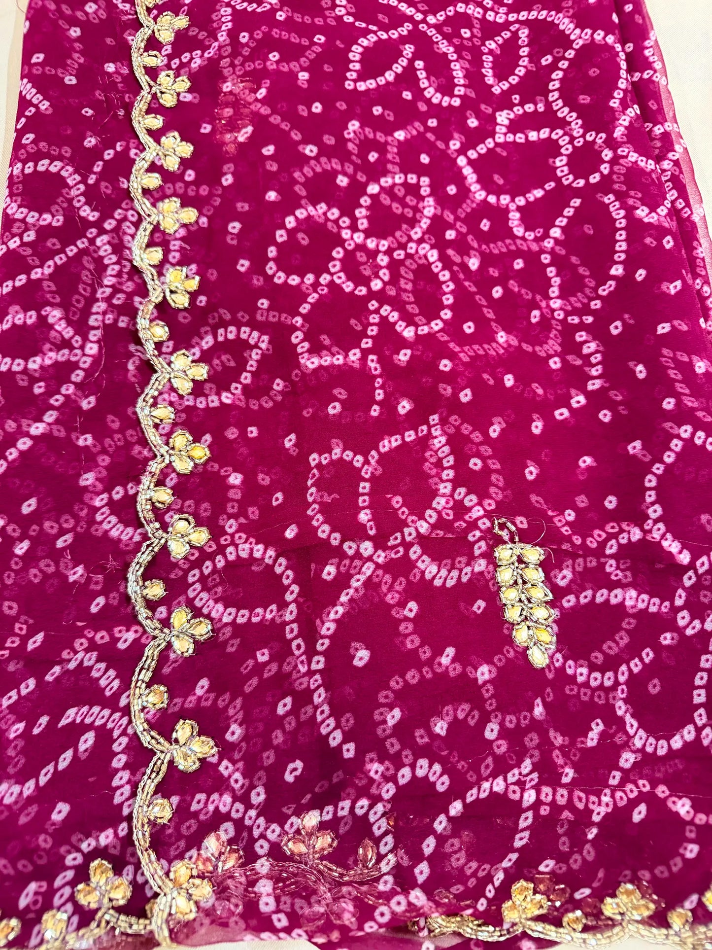Pure Georgette Handwork Bandhani Saree