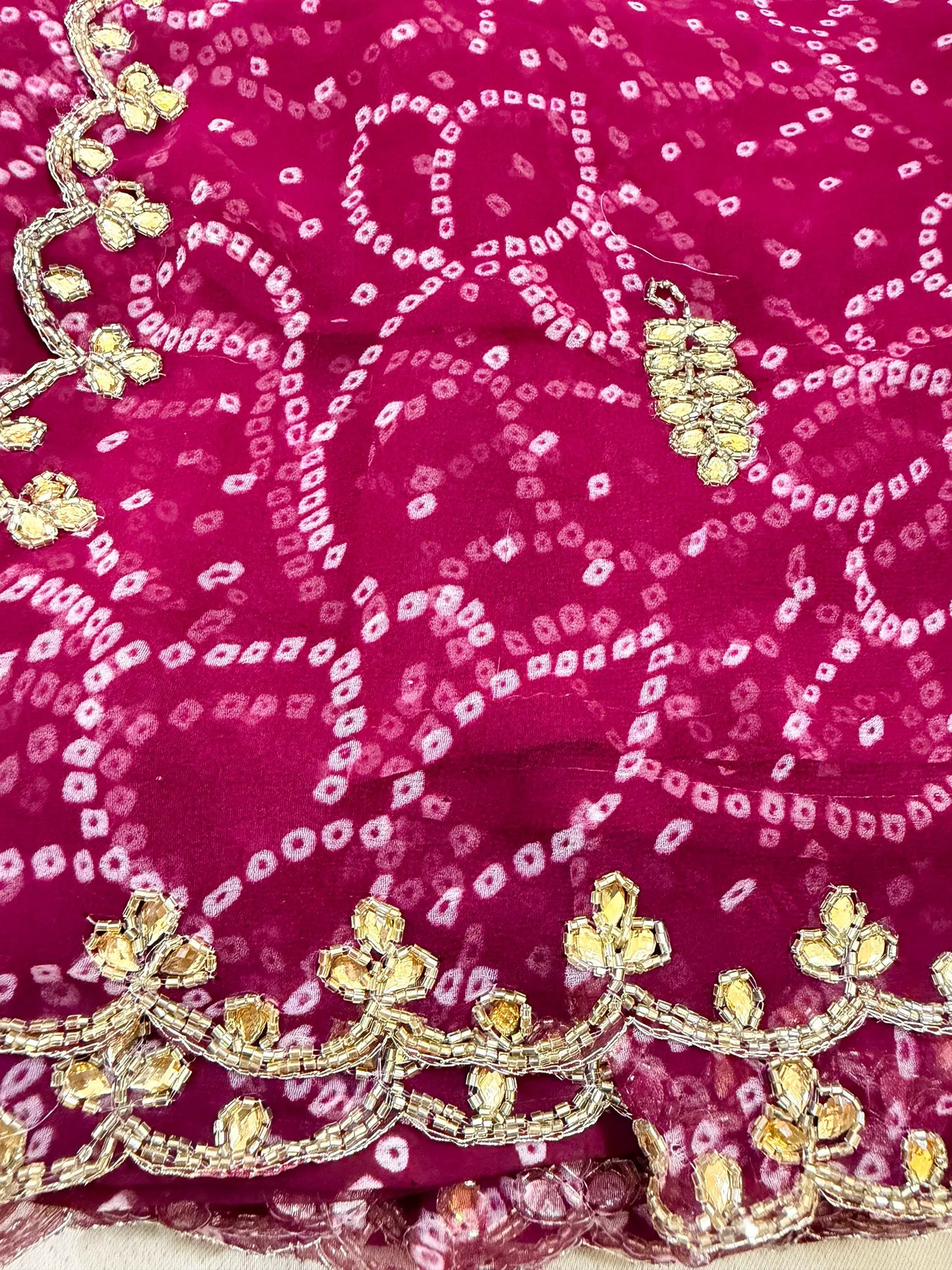 Pure Georgette Handwork Bandhani Saree