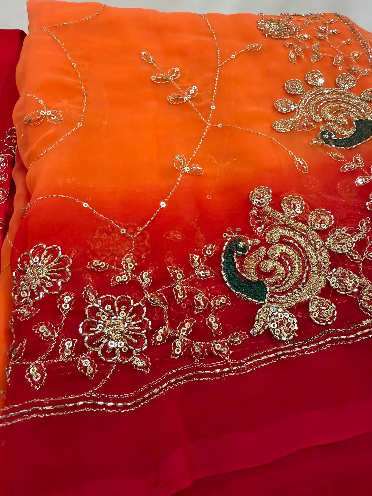 Rajputi More Jaal Shaded Royal Georgette Saree