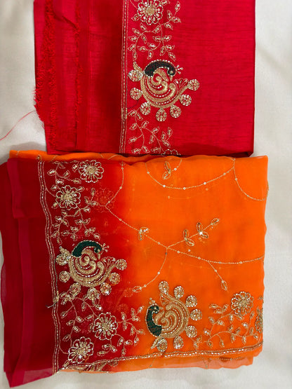 Rajputi More Jaal Shaded Royal Georgette Saree