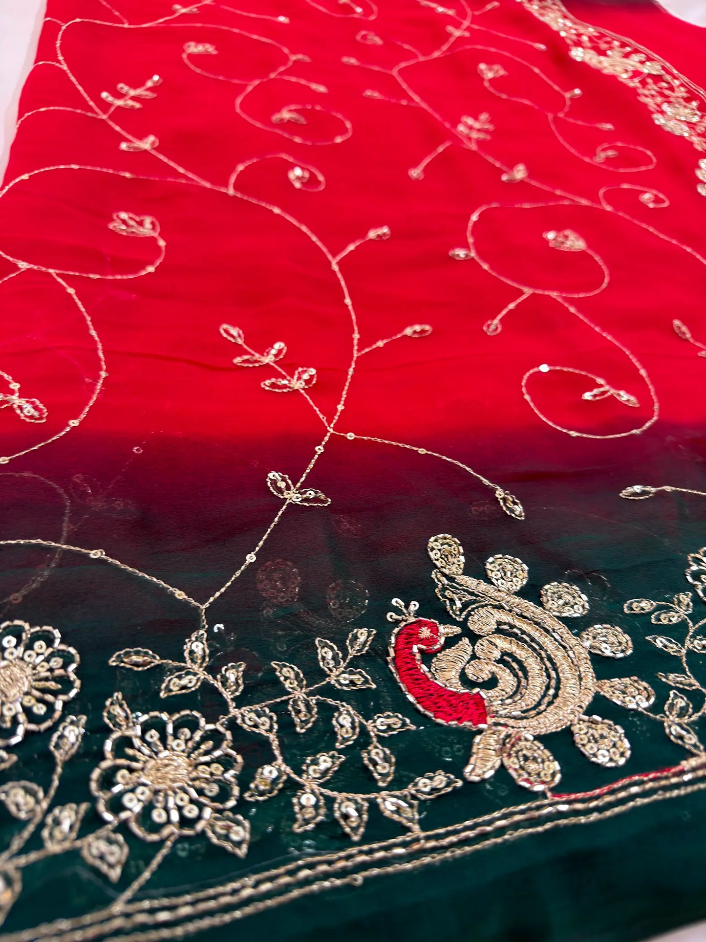 Rajputi More Jaal Shaded Royal Georgette Saree