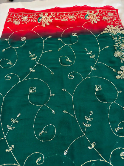 Rajputi More Jaal Shaded Royal Georgette Saree
