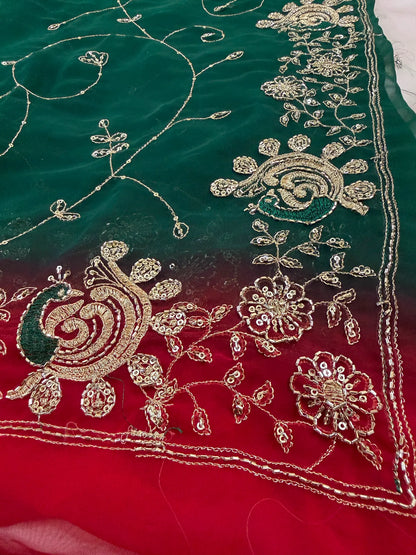 Rajputi More Jaal Shaded Royal Georgette Saree