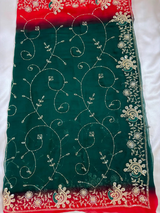Rajputi More Jaal Shaded Royal Georgette Saree
