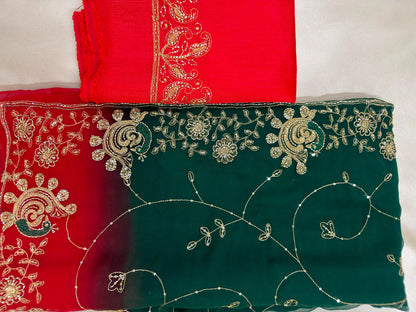Rajputi More Jaal Shaded Royal Georgette Saree