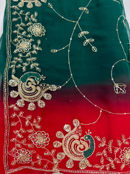 Rajputi More Jaal Shaded Royal Georgette Saree