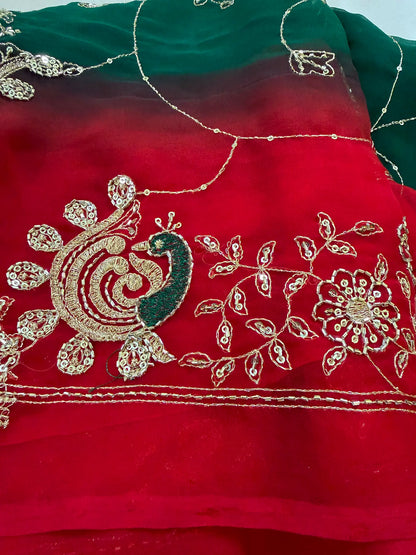 Rajputi More Jaal Shaded Royal Georgette Saree