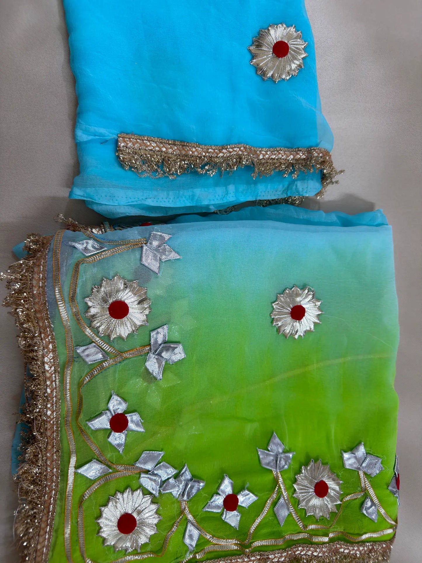 Shaded Kachha Gotta Work Saree In Chiffon