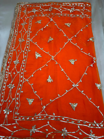 Heavy Kachha Gotta Saree In Chiffon Fabric