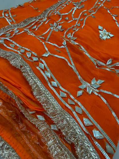 Heavy Kachha Gotta Saree In Chiffon Fabric